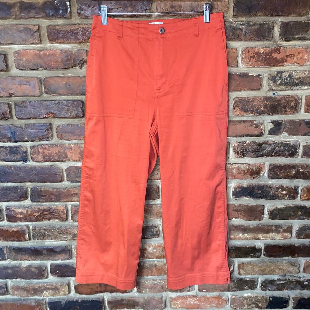 Chico's Burnt Orange Cropped Wide-Leg Lightweight Pants Women's Size 1 8 medium
